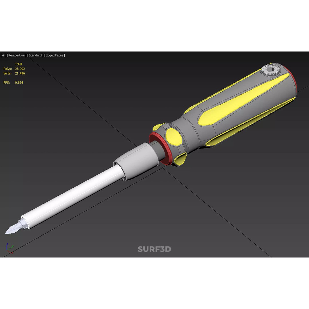 Phillips Head Screwdriver 3D Model – High-Quality Tool Asset, FBX, OBJ - View 23