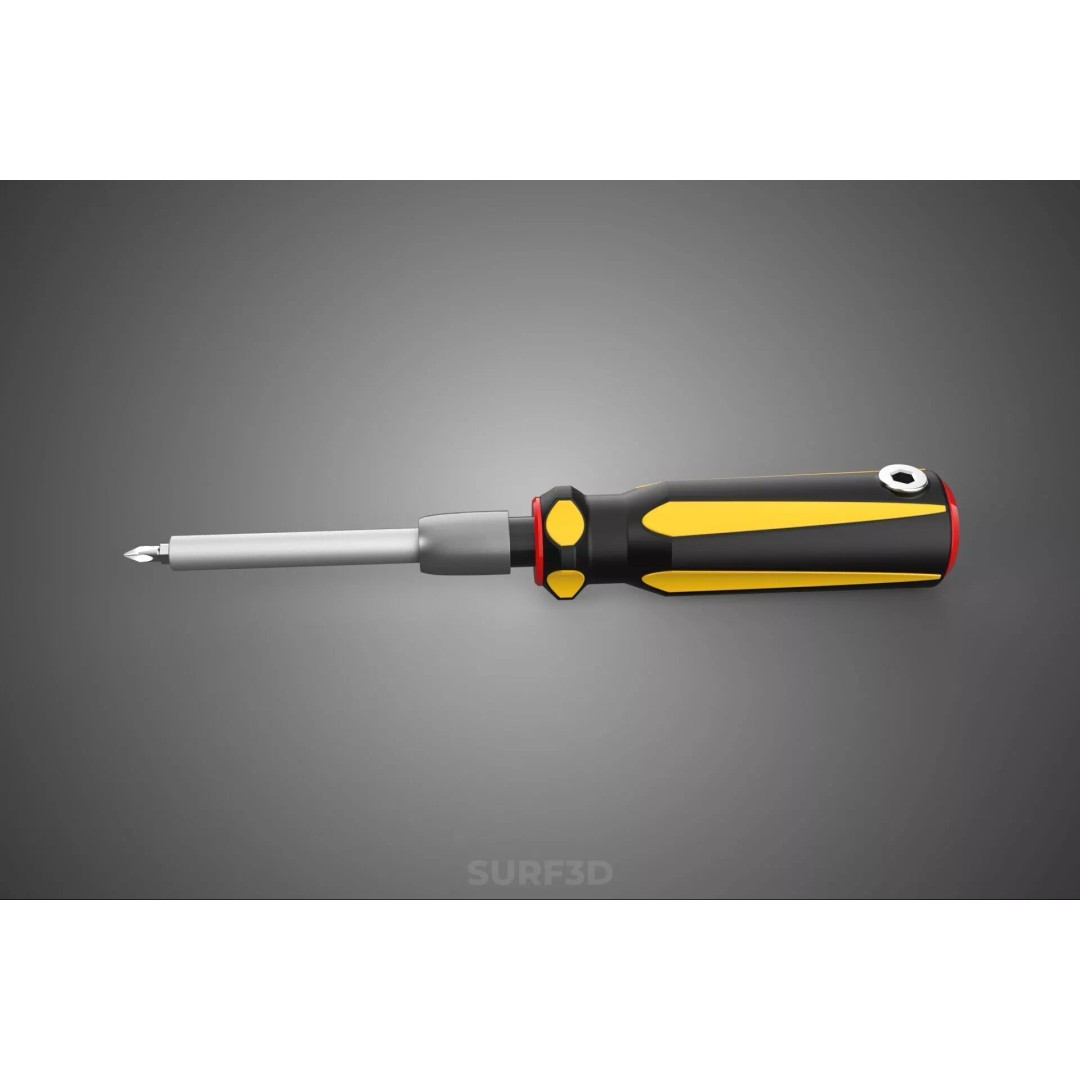 Phillips Head Screwdriver 3D Model – High-Quality Tool Asset, FBX, OBJ - View 4