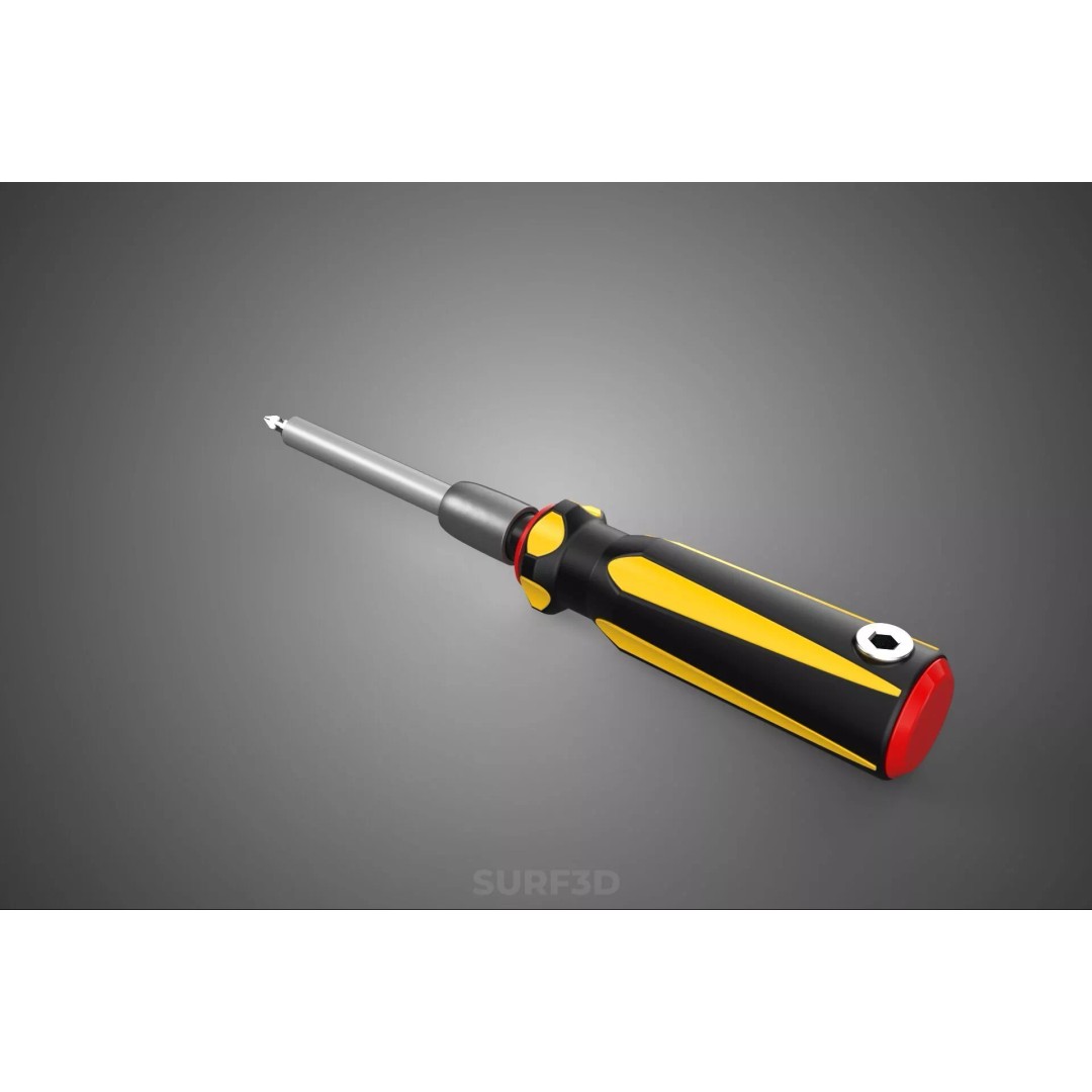 Phillips Head Screwdriver 3D Model – High-Quality Tool Asset, FBX, OBJ - View 5