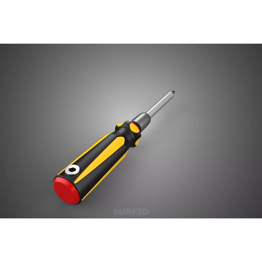 Phillips Head Screwdriver 3D Model – High-Quality Tool Asset, FBX, OBJ - View 7