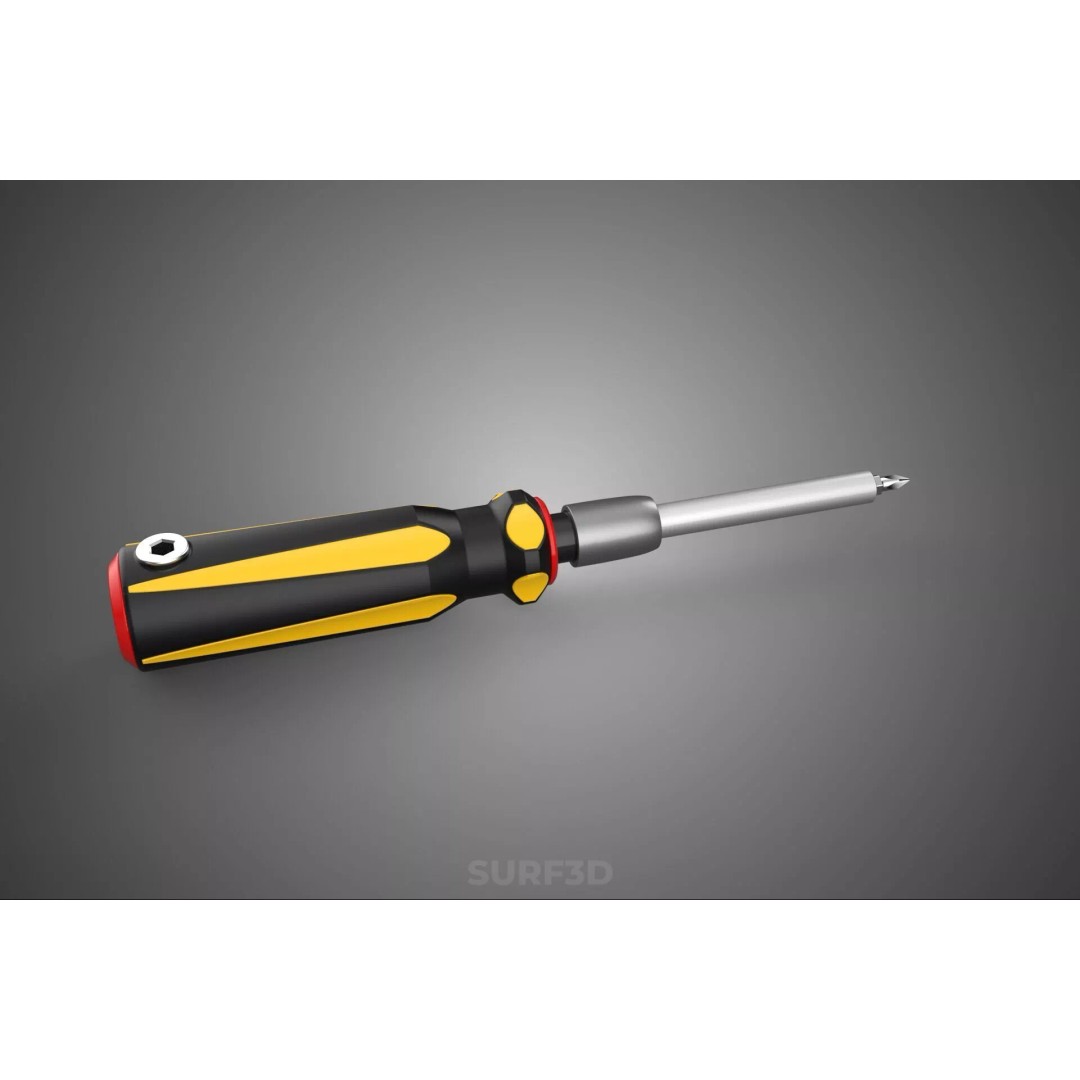 Phillips Head Screwdriver 3D Model – High-Quality Tool Asset, FBX, OBJ - View 8