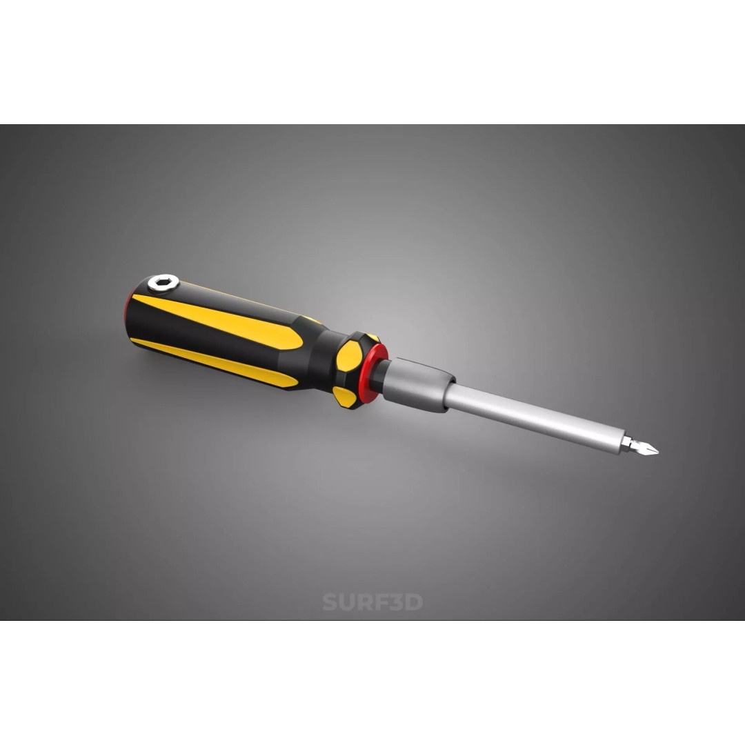 Phillips Head Screwdriver 3D Model – High-Quality Tool Asset, FBX, OBJ - View 9