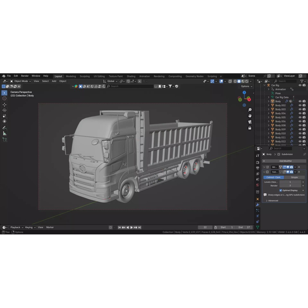 Hino Profia Dump Truck 3D Model – Rigged PBR Asset, Blender & FBX - View 19