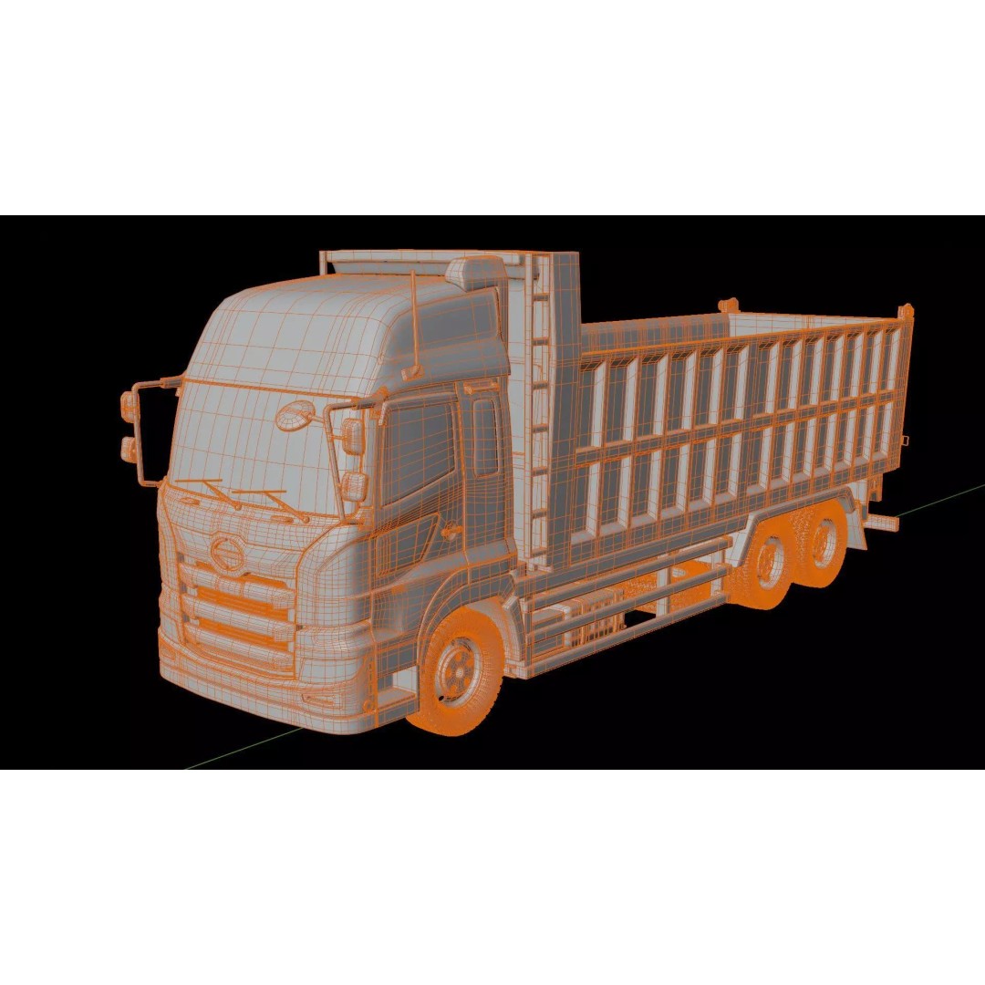 Hino Profia Dump Truck 3D Model – Rigged PBR Asset, Blender & FBX - View 8