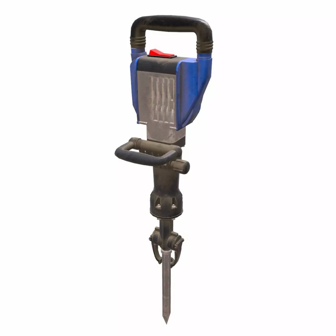 Demolition Hammer Machine 3D Model – Low Poly Game Asset, FBX, Blender - View 2
