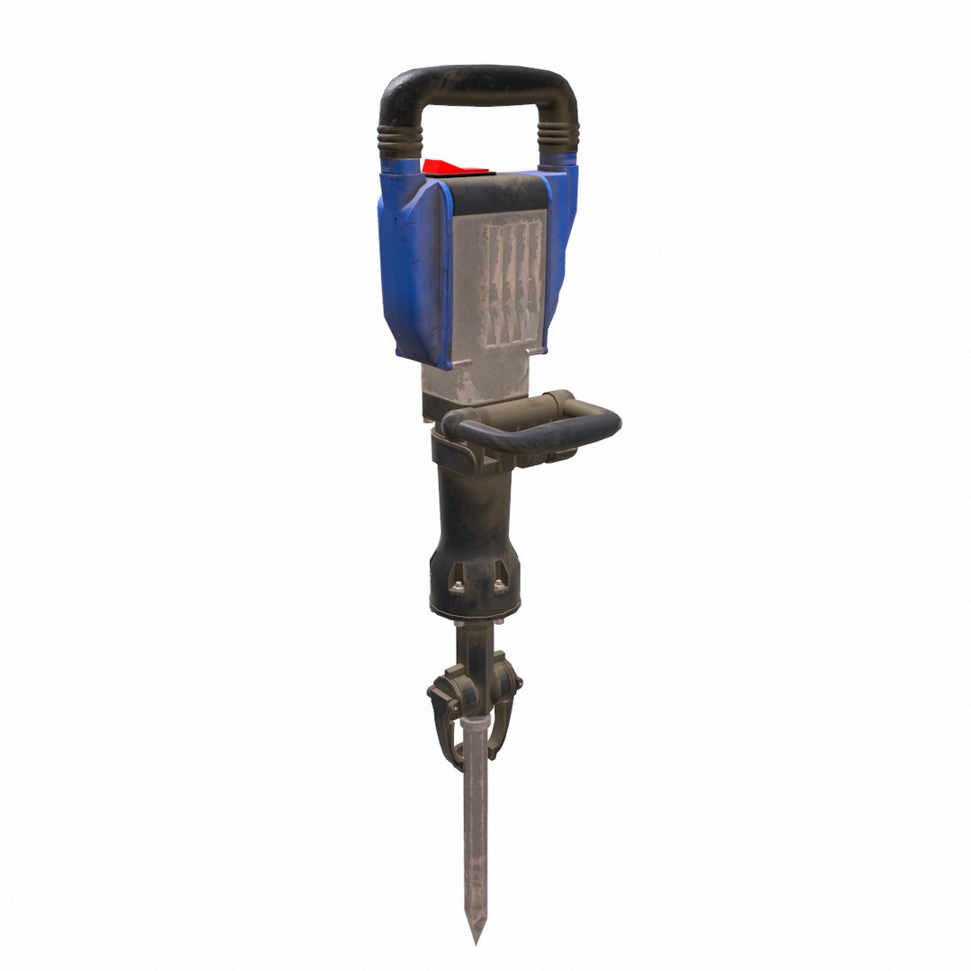 Demolition Hammer Machine 3D Model – Low Poly Game Asset, FBX, Blender - View 3