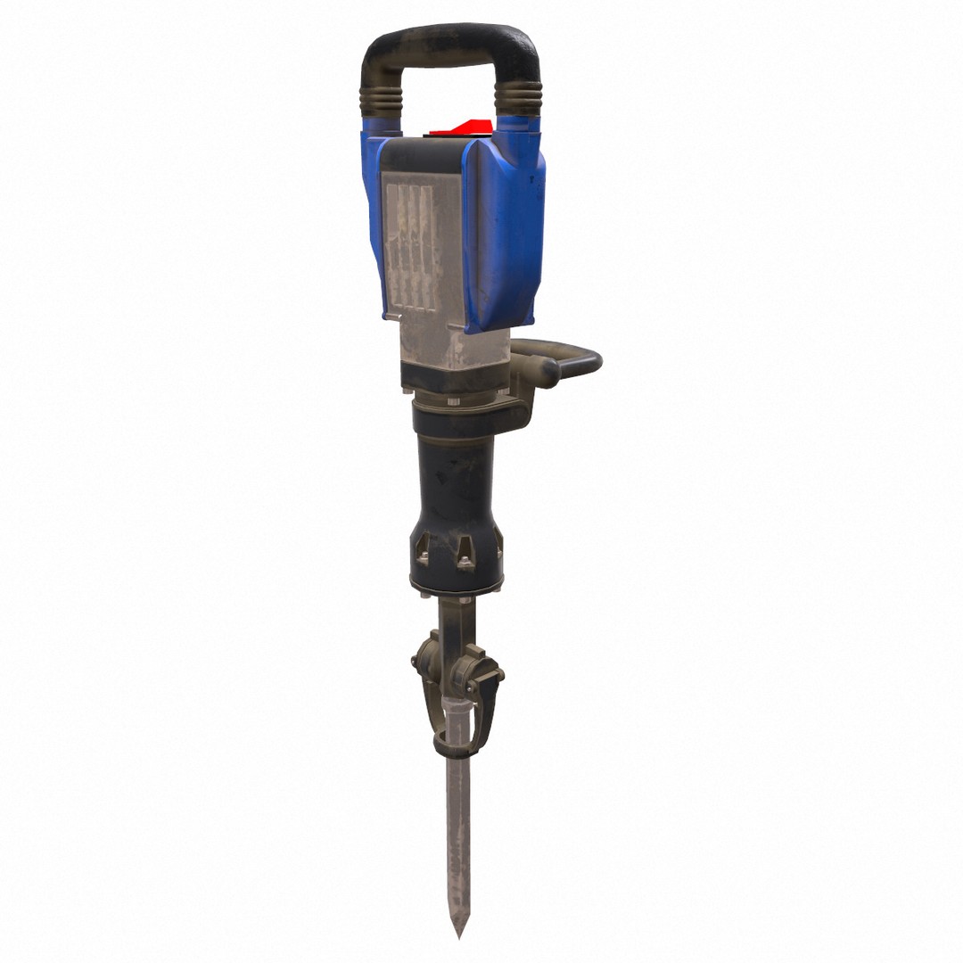 Demolition Hammer Machine 3D Model – Low Poly Game Asset, FBX, Blender - View 4
