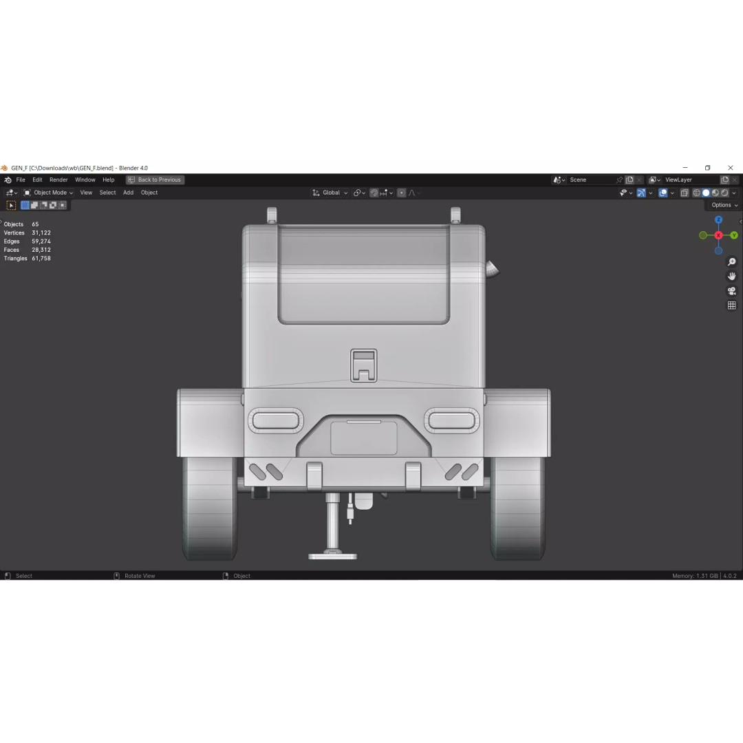Towable Power Generator 3D Model – Low Poly Construction Asset, FBX - View 7