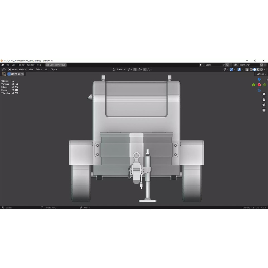 Towable Power Generator 3D Model – Low Poly Construction Asset, FBX - View 8