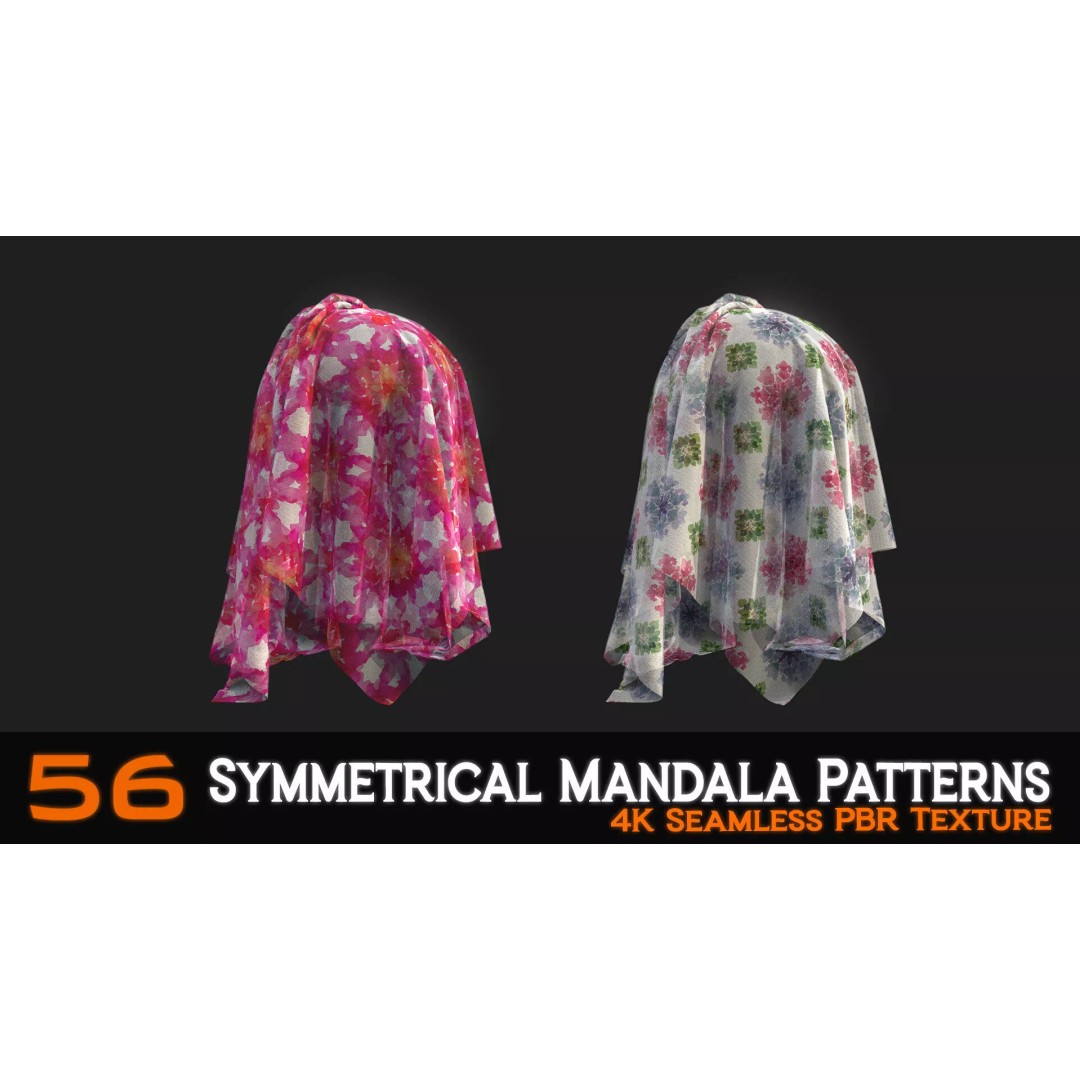 Symmetrical Mandala Patterns 3D Model – 56 Unique PBR Textures