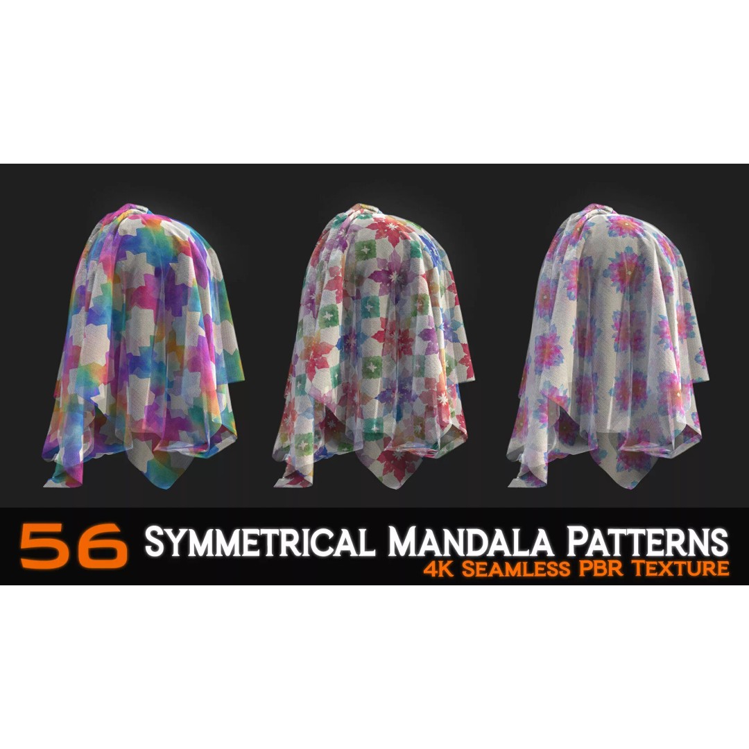 Symmetrical Mandala Patterns 3D Model – 56 Unique PBR Textures - View 10