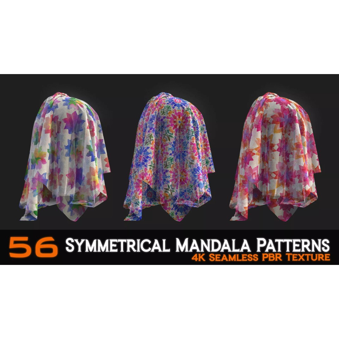 Symmetrical Mandala Patterns 3D Model – 56 Unique PBR Textures - View 11