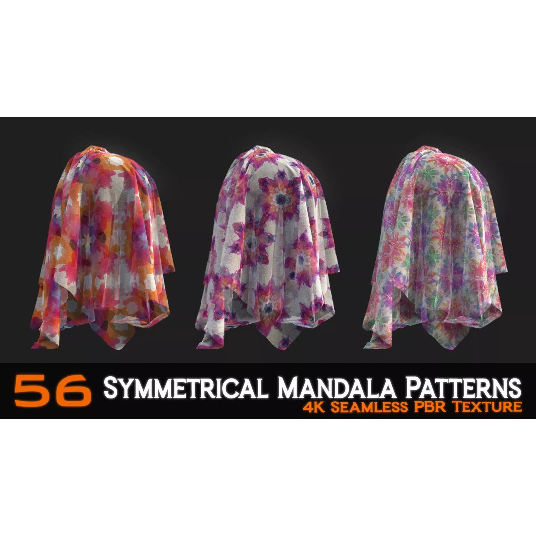 Symmetrical Mandala Patterns 3D Model – 56 Unique PBR Textures - View 12