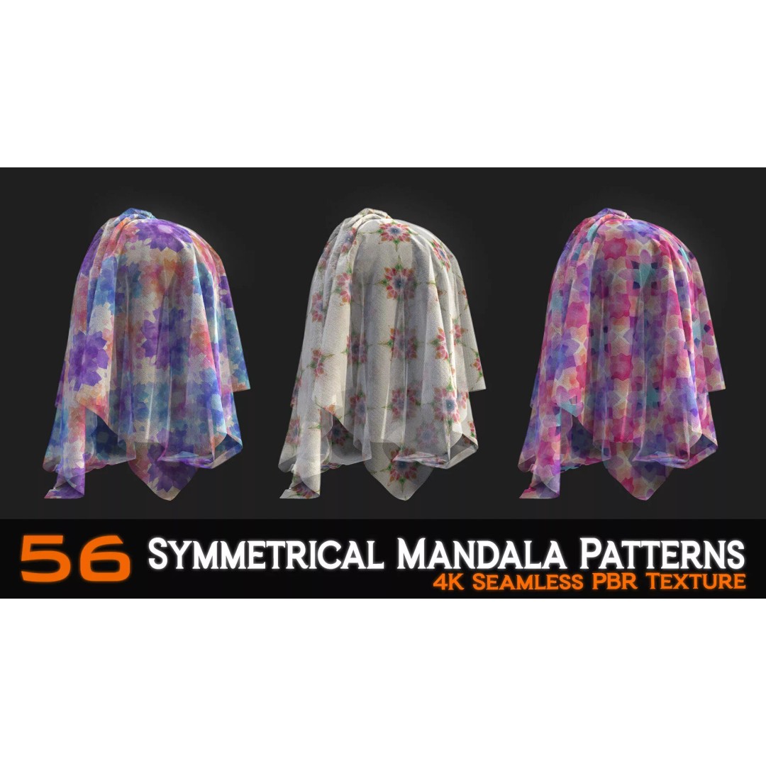 Symmetrical Mandala Patterns 3D Model – 56 Unique PBR Textures - View 13