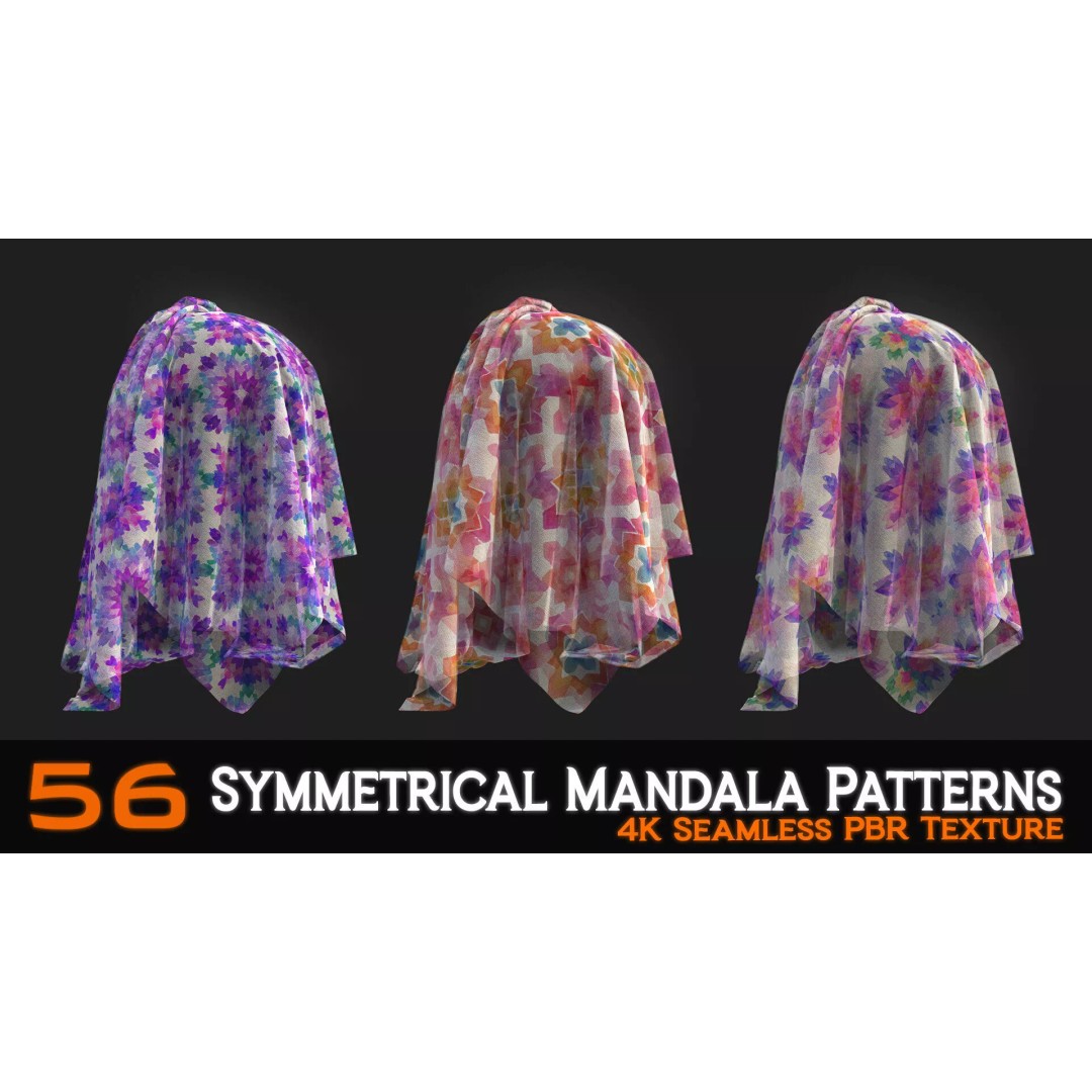Symmetrical Mandala Patterns 3D Model – 56 Unique PBR Textures - View 14