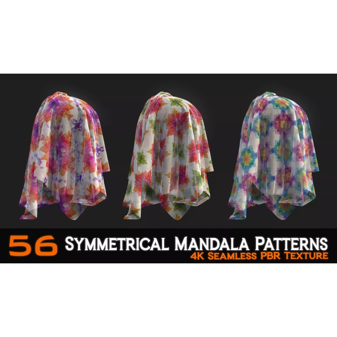 Symmetrical Mandala Patterns 3D Model – 56 Unique PBR Textures - View 15