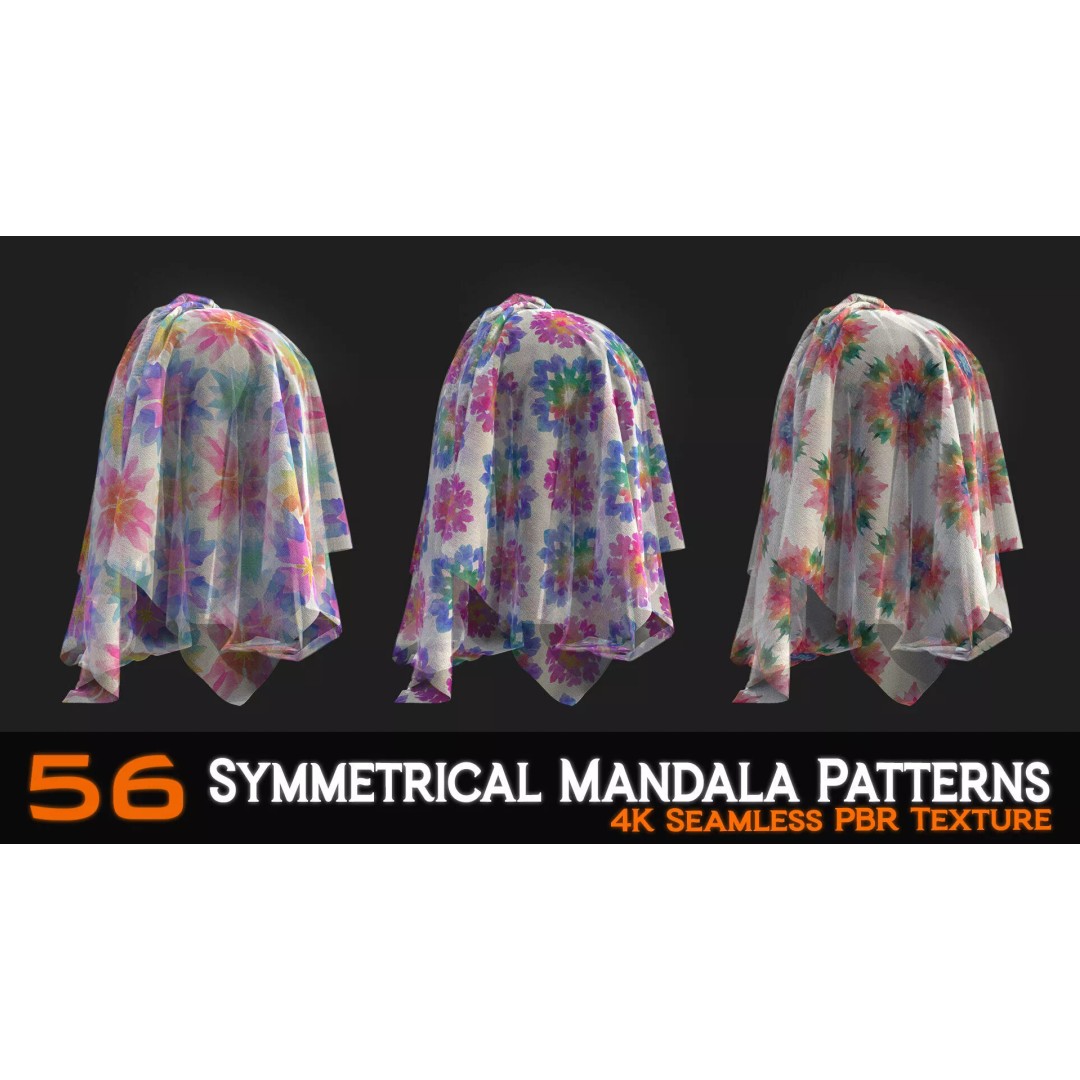 Symmetrical Mandala Patterns 3D Model – 56 Unique PBR Textures - View 16