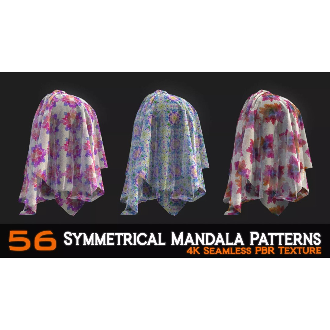 Symmetrical Mandala Patterns 3D Model – 56 Unique PBR Textures - View 17