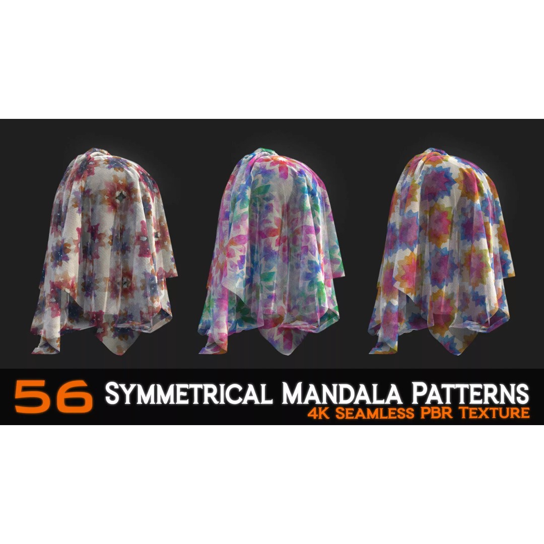 Symmetrical Mandala Patterns 3D Model – 56 Unique PBR Textures - View 18