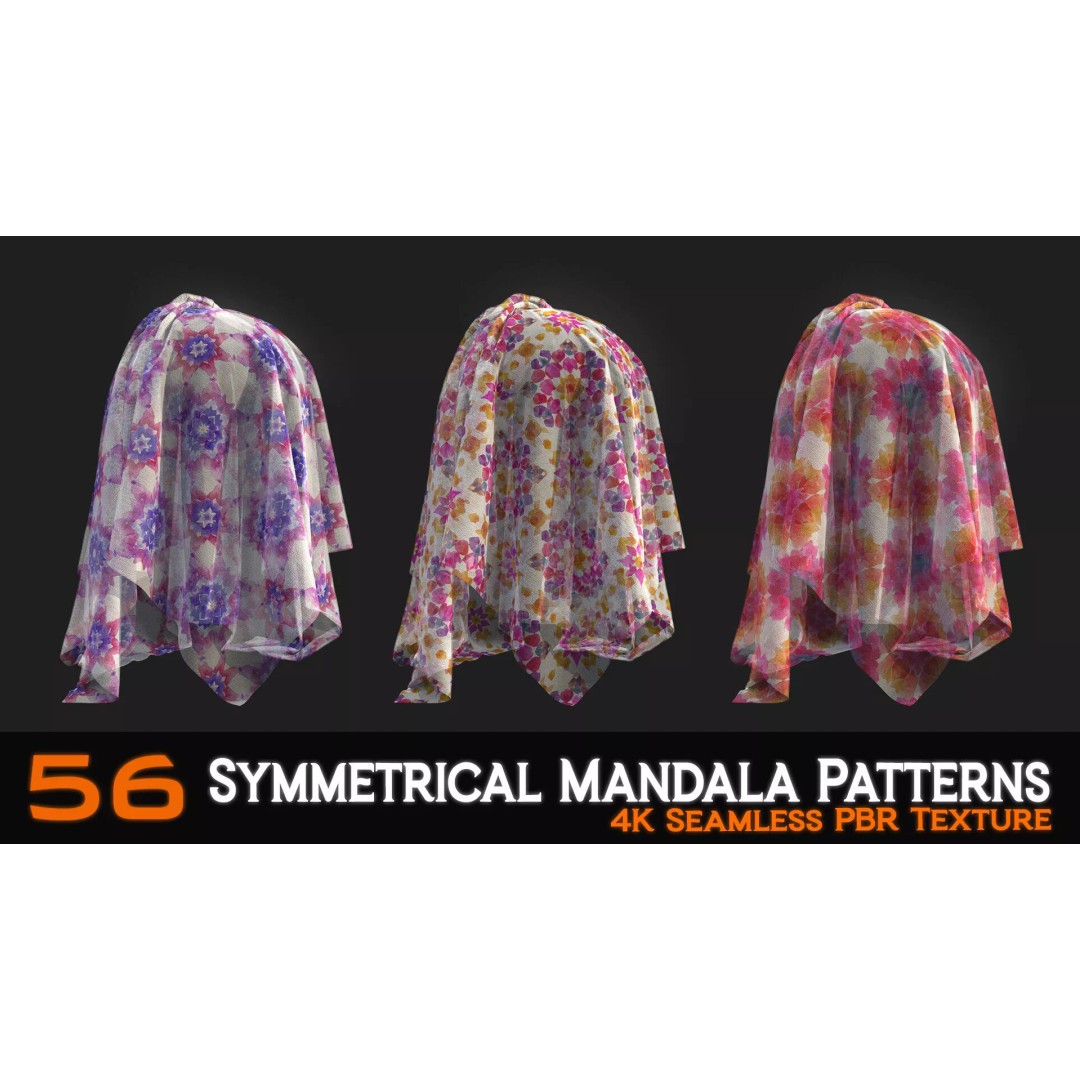 Symmetrical Mandala Patterns 3D Model – 56 Unique PBR Textures - View 19