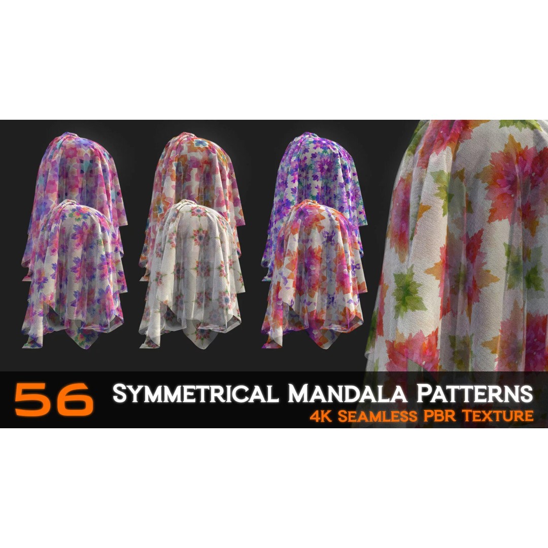 Symmetrical Mandala Patterns 3D Model – 56 Unique PBR Textures - View 2