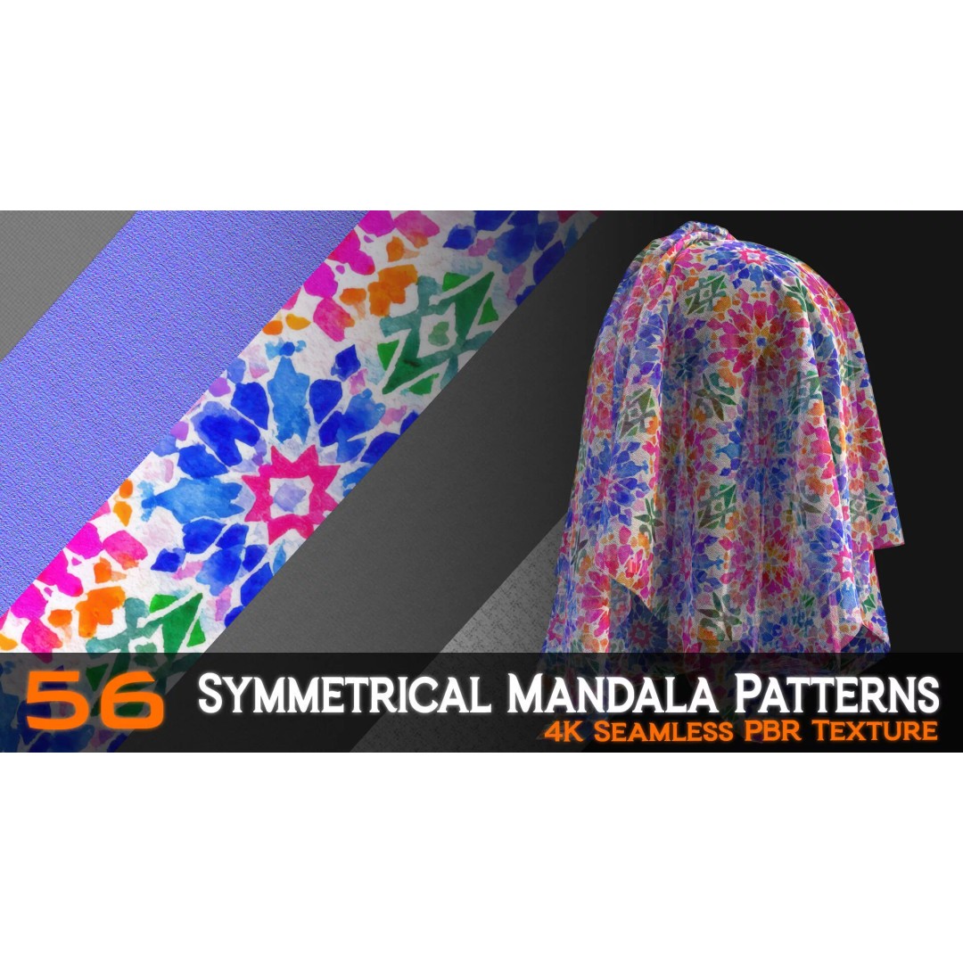 Symmetrical Mandala Patterns 3D Model – 56 Unique PBR Textures - View 3
