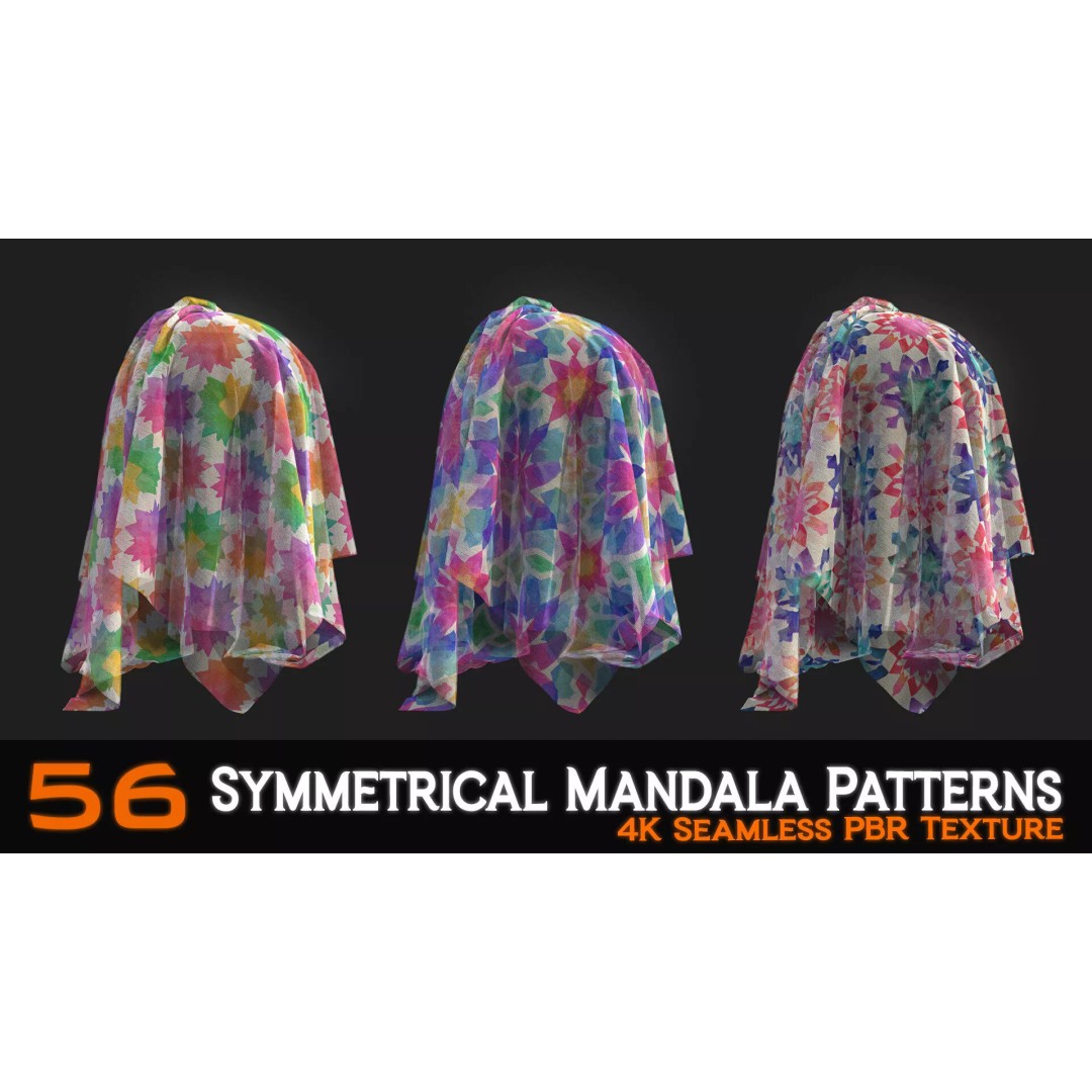Symmetrical Mandala Patterns 3D Model – 56 Unique PBR Textures - View 4