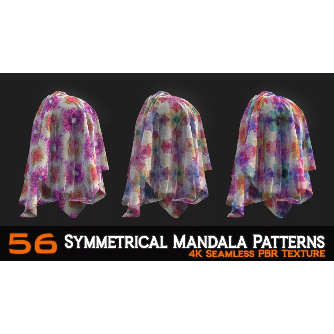 Symmetrical Mandala Patterns 3D Model – 56 Unique PBR Textures - View 5