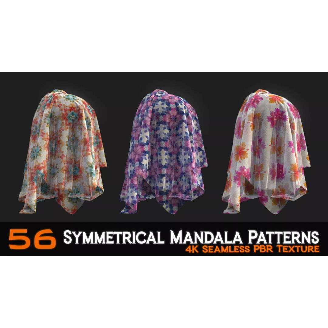 Symmetrical Mandala Patterns 3D Model – 56 Unique PBR Textures - View 6