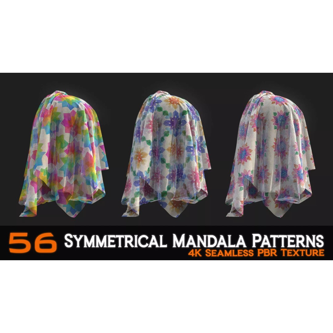 Symmetrical Mandala Patterns 3D Model – 56 Unique PBR Textures - View 7