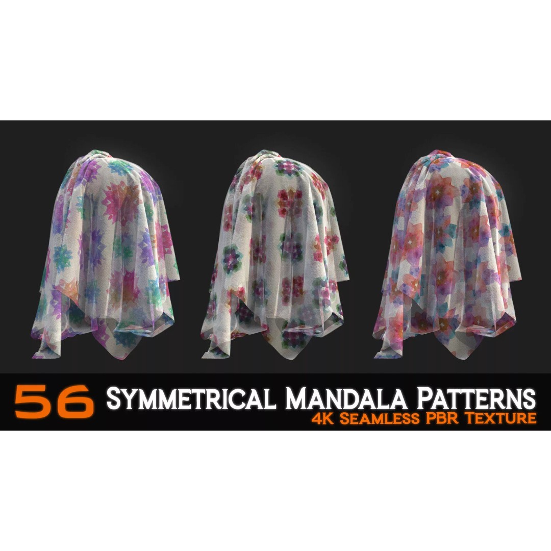 Symmetrical Mandala Patterns 3D Model – 56 Unique PBR Textures - View 8