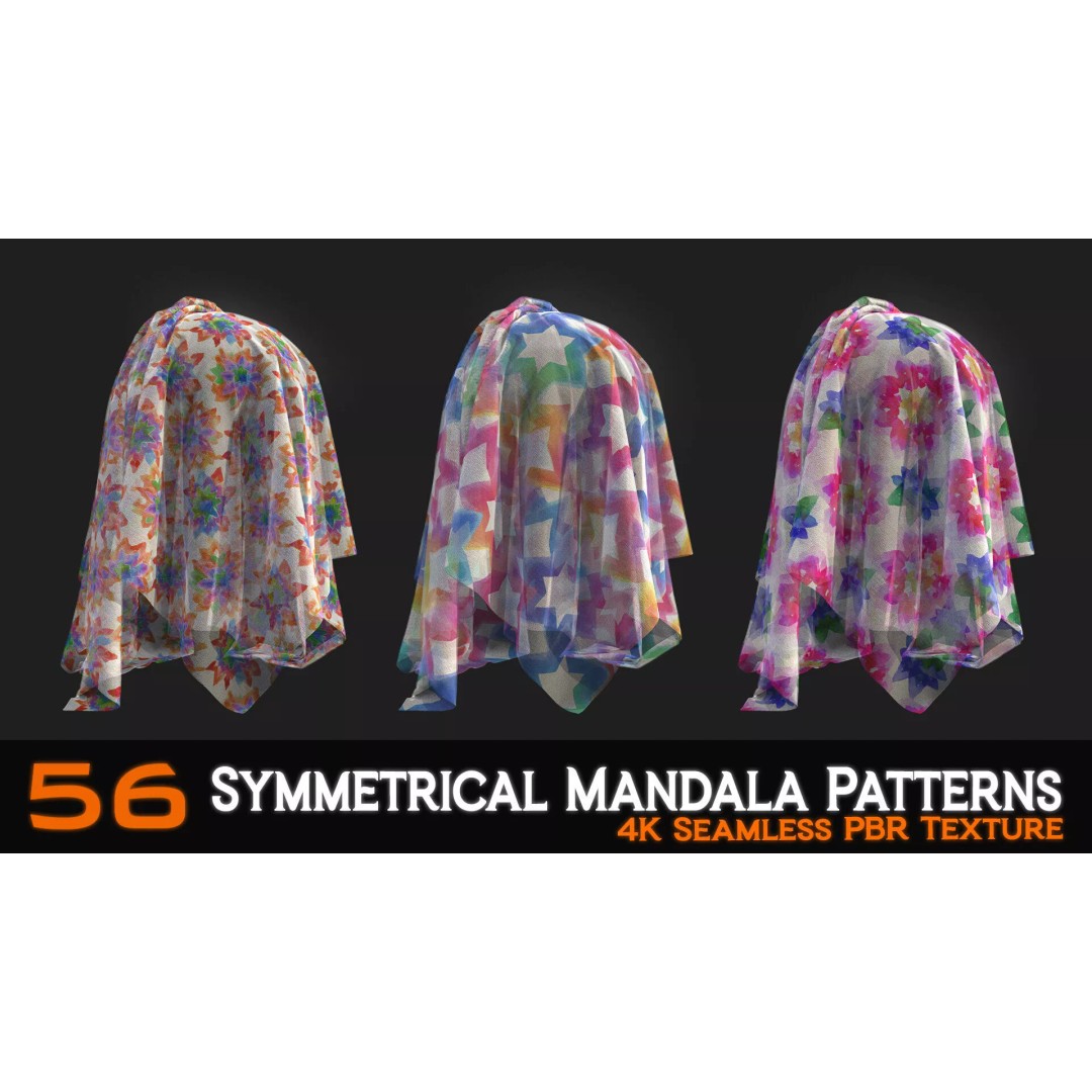 Symmetrical Mandala Patterns 3D Model – 56 Unique PBR Textures - View 9