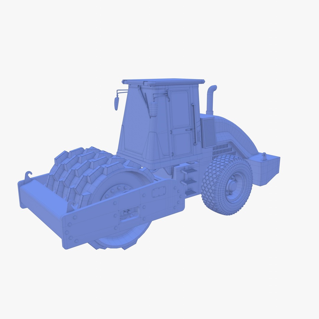 Road Roller 3D Model – Low Poly Industrial Machine, PBR Textures