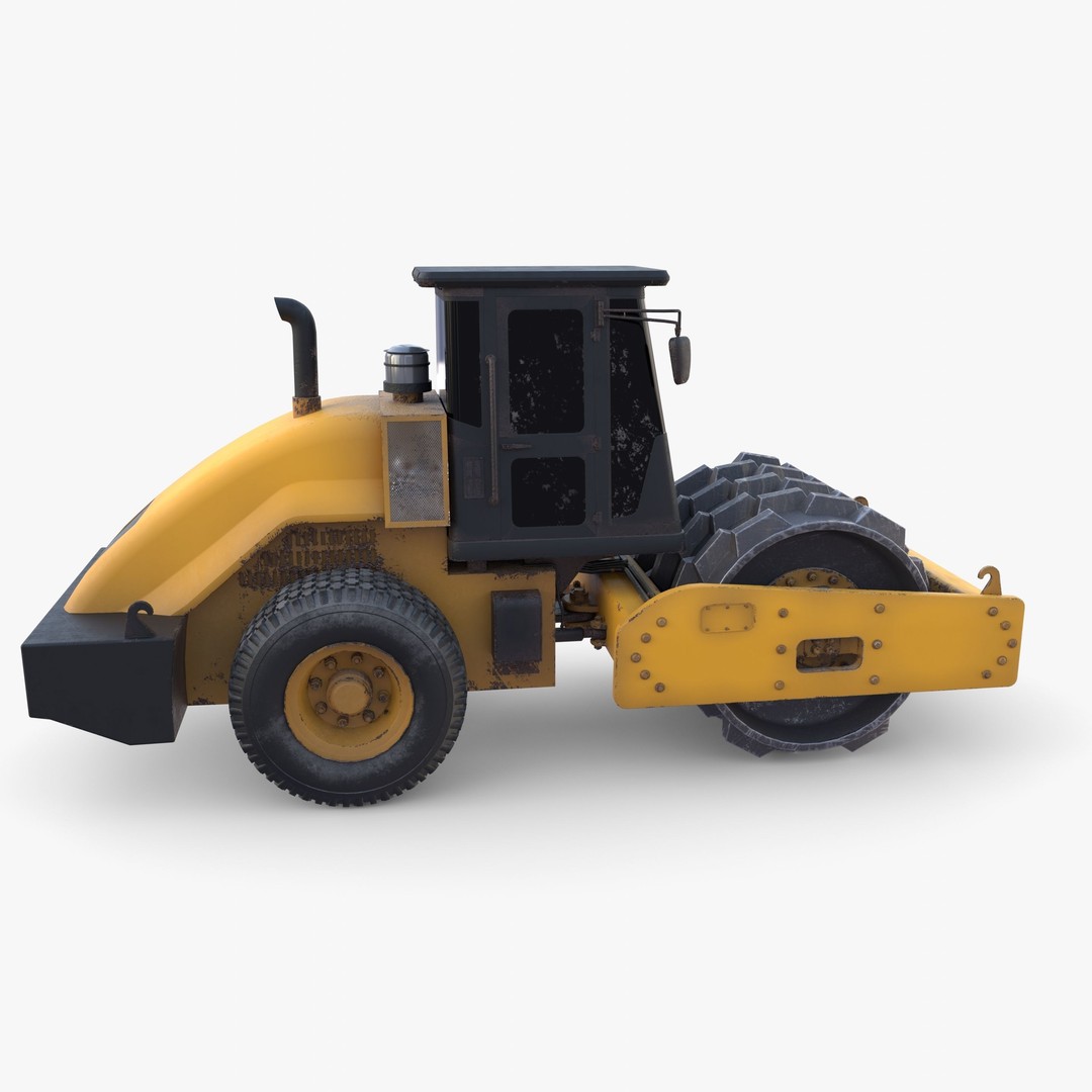 Road Roller 3D Model – Low Poly Industrial Machine, PBR Textures - View 11