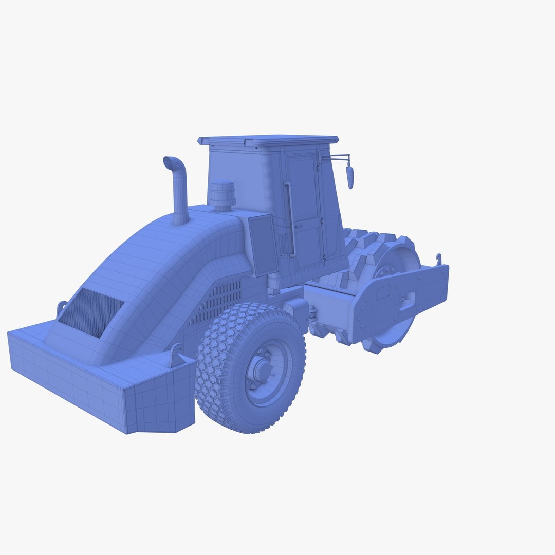 Road Roller 3D Model – Low Poly Industrial Machine, PBR Textures - View 13