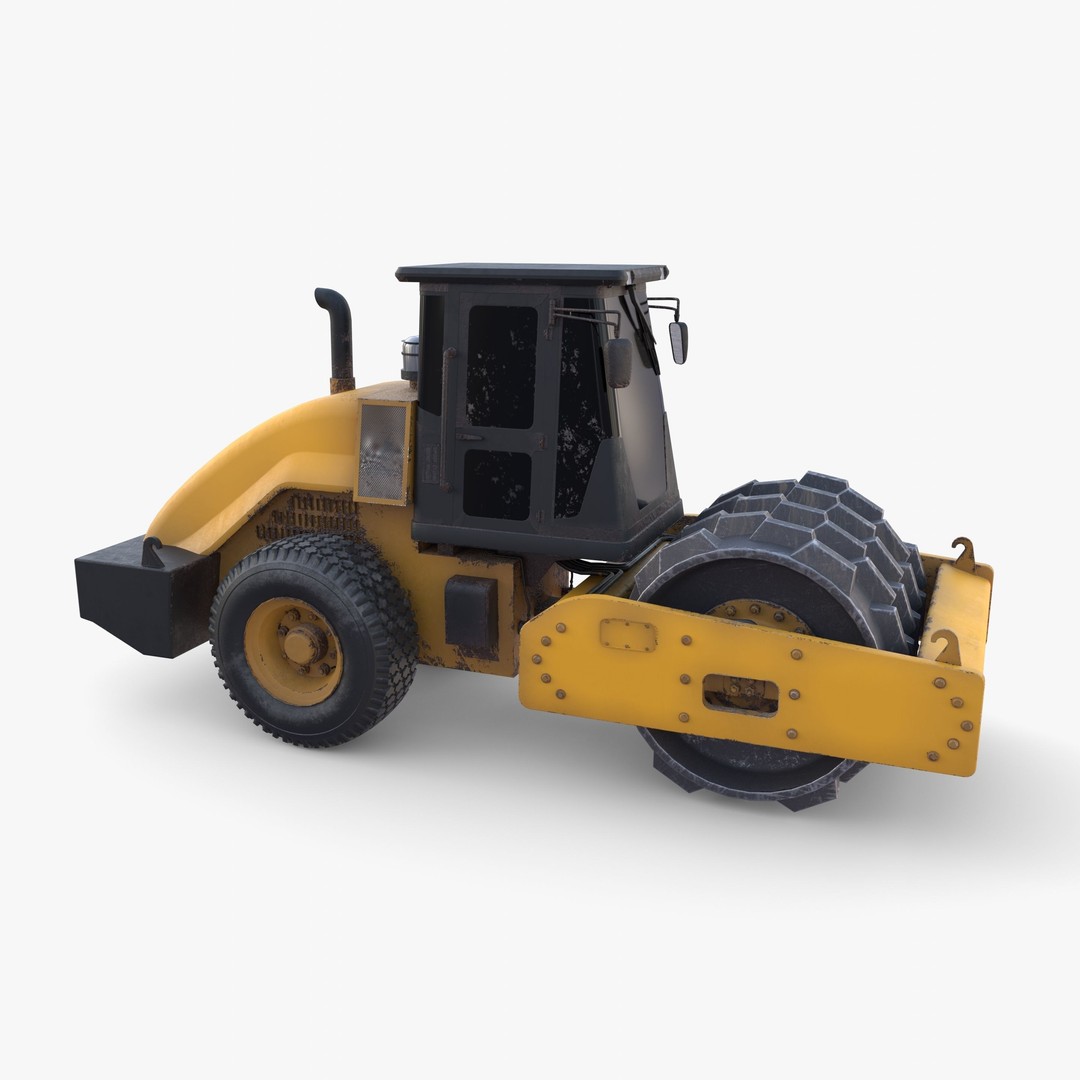 Road Roller 3D Model – Low Poly Industrial Machine, PBR Textures - View 17