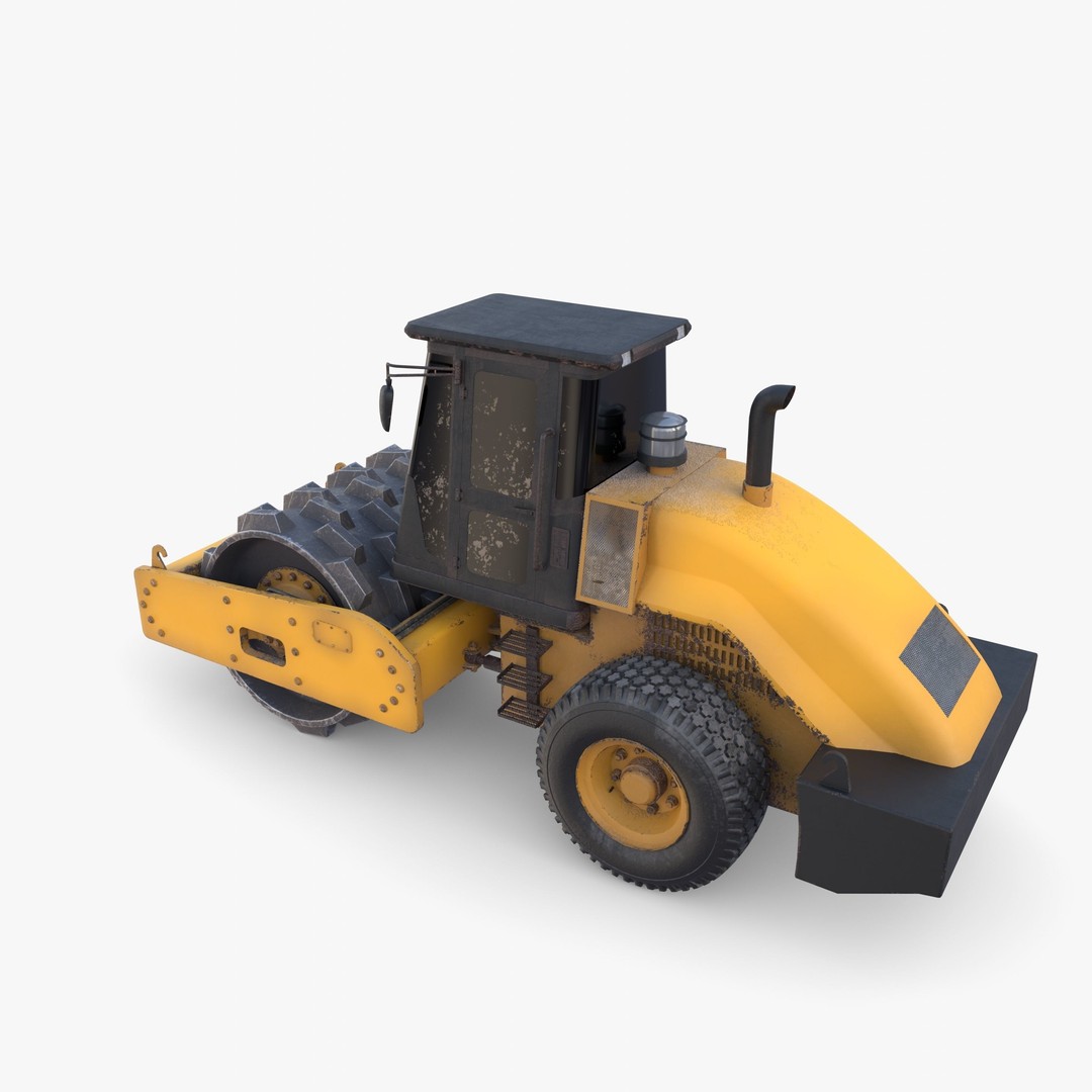 Road Roller 3D Model – Low Poly Industrial Machine, PBR Textures - View 18