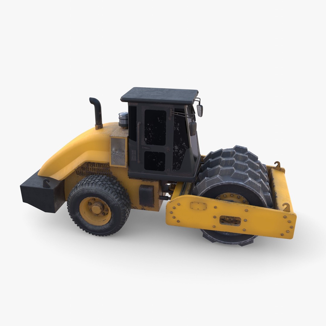 Road Roller 3D Model – Low Poly Industrial Machine, PBR Textures - View 19