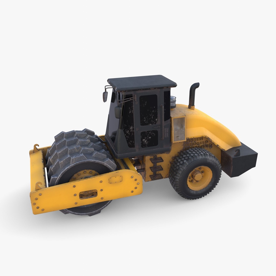 Road Roller 3D Model – Low Poly Industrial Machine, PBR Textures - View 20