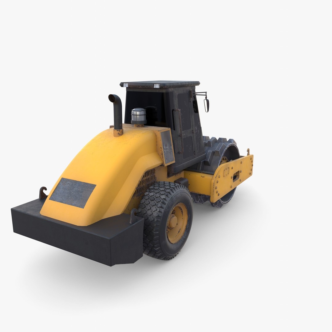 Road Roller 3D Model – Low Poly Industrial Machine, PBR Textures - View 21
