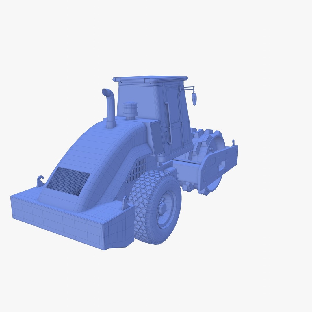 Road Roller 3D Model – Low Poly Industrial Machine, PBR Textures - View 22