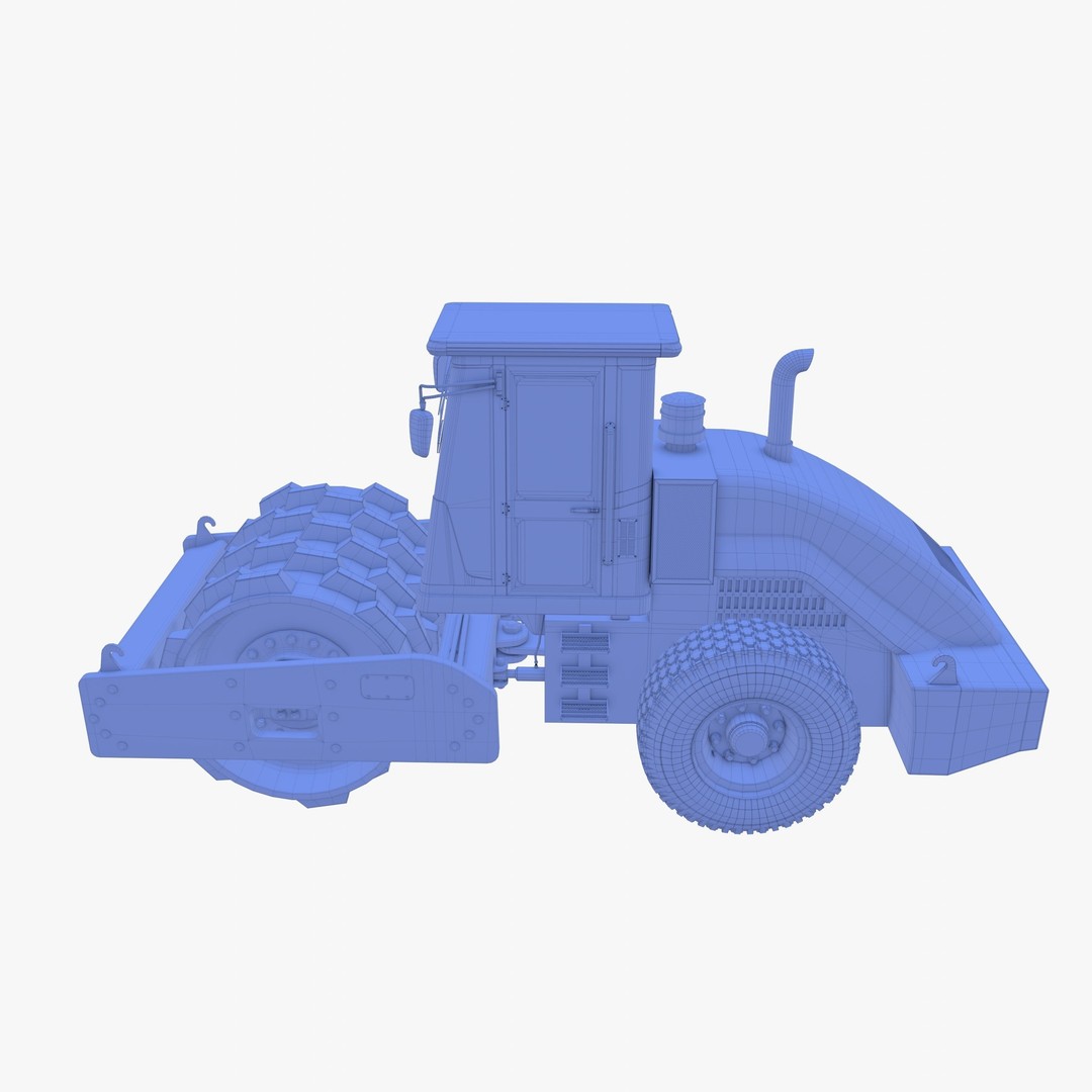 Road Roller 3D Model – Low Poly Industrial Machine, PBR Textures - View 23