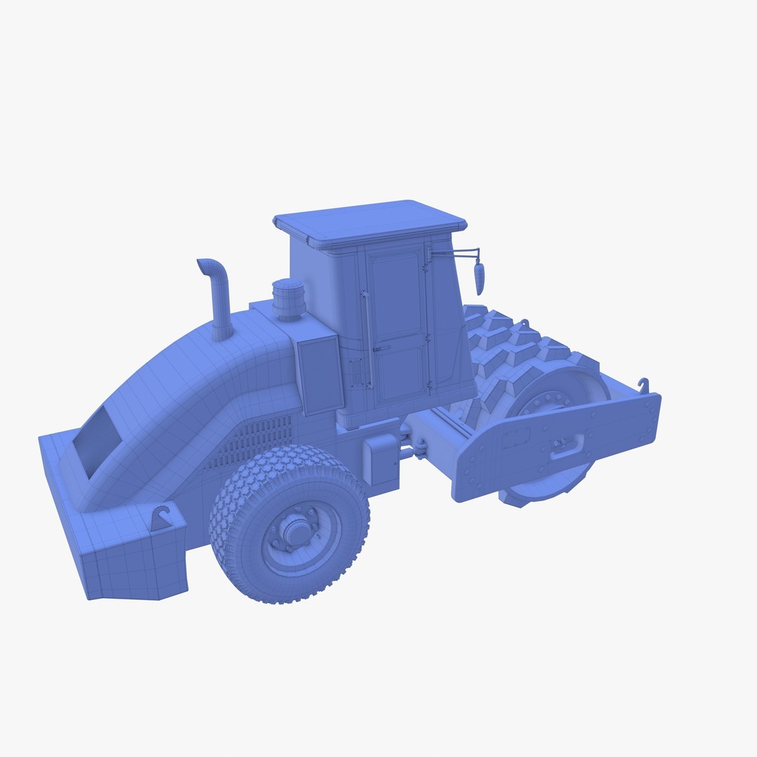 Road Roller 3D Model – Low Poly Industrial Machine, PBR Textures - View 24