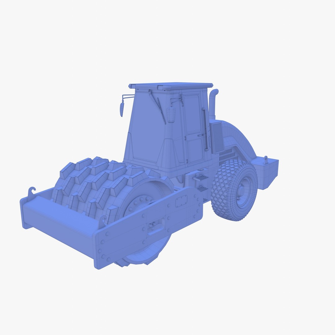 Road Roller 3D Model – Low Poly Industrial Machine, PBR Textures - View 25
