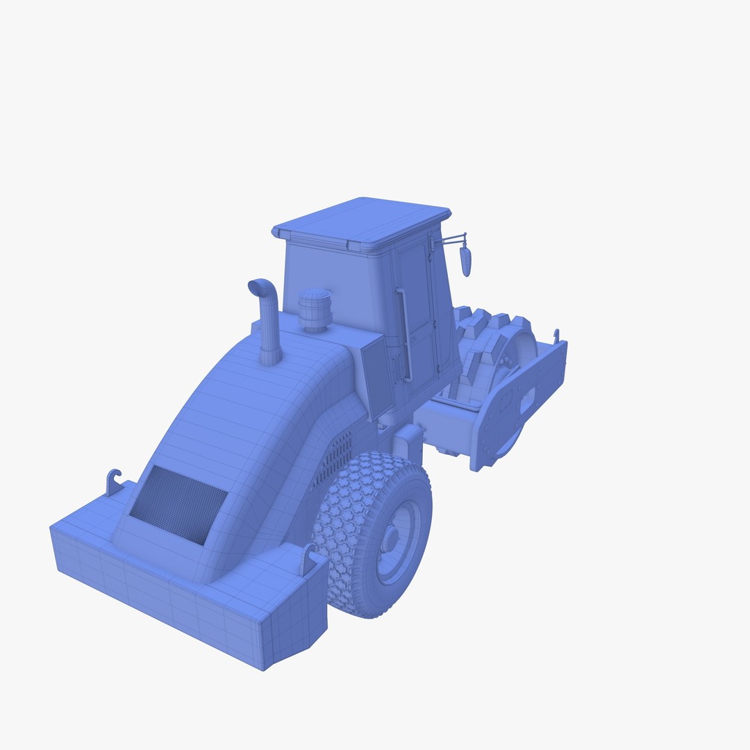 Road Roller 3D Model – Low Poly Industrial Machine, PBR Textures - View 26