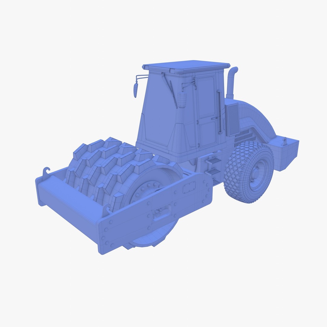 Road Roller 3D Model – Low Poly Industrial Machine, PBR Textures - View 27