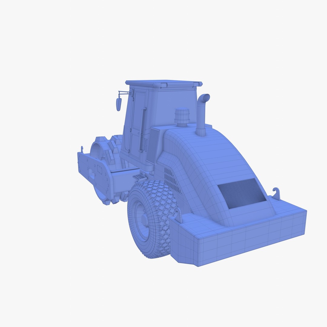 Road Roller 3D Model – Low Poly Industrial Machine, PBR Textures - View 28