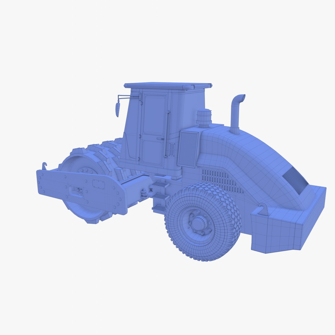 Road Roller 3D Model – Low Poly Industrial Machine, PBR Textures - View 29