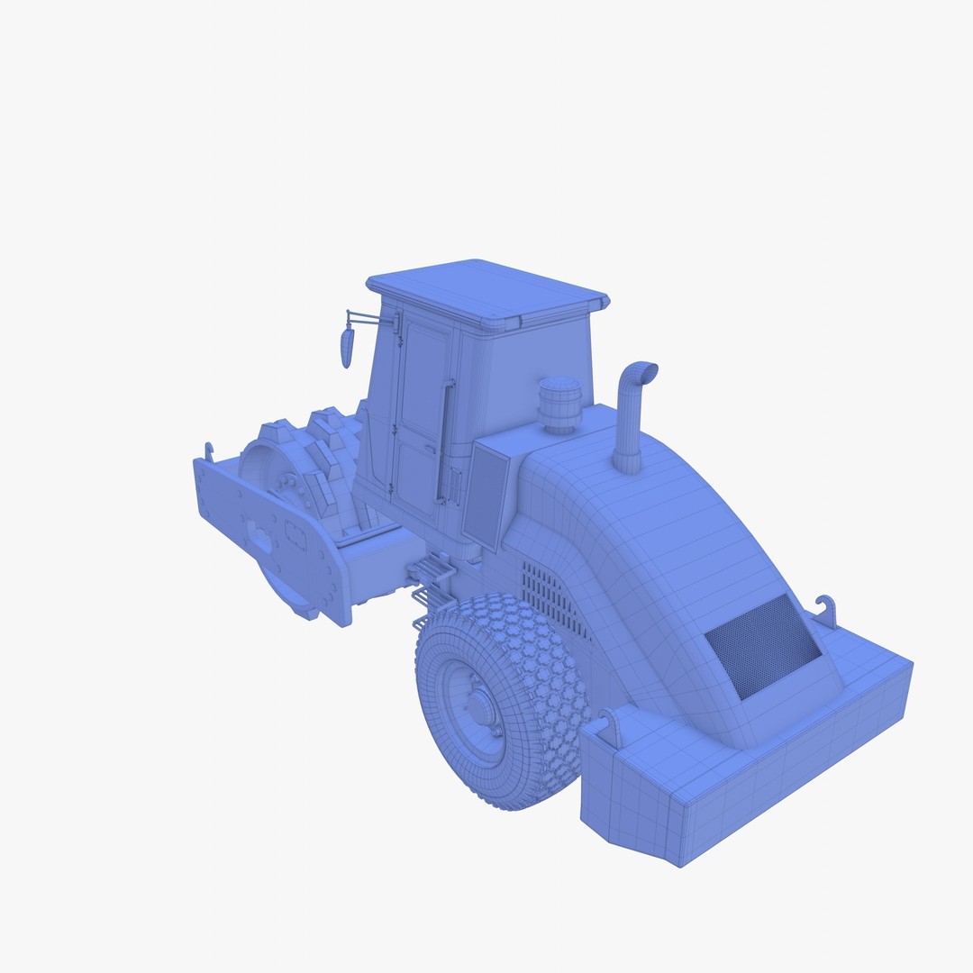 Road Roller 3D Model – Low Poly Industrial Machine, PBR Textures - View 31