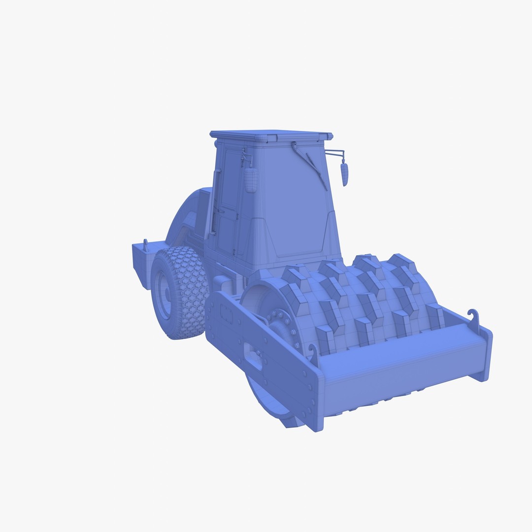 Road Roller 3D Model – Low Poly Industrial Machine, PBR Textures - View 32